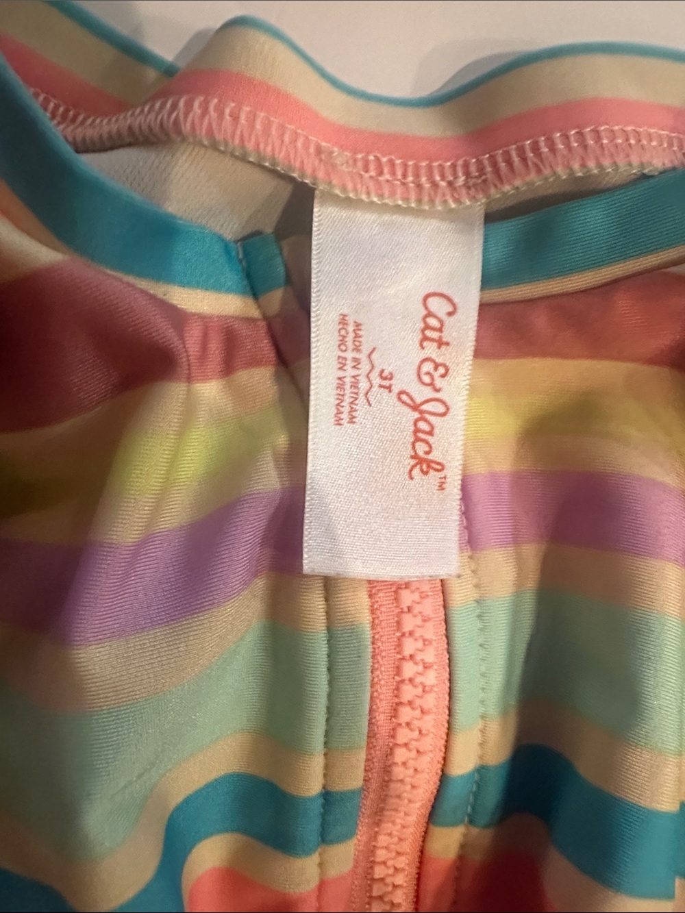 Girls Long Sleeve Striped Rash Guard One-Piece Swimsuit - Multicolor - Picture 4 of 4